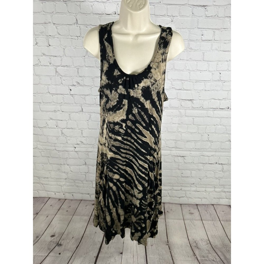 Tucan Tango Black And Brown Sleeveless Back Tie Dress With Pockets One Size (S)